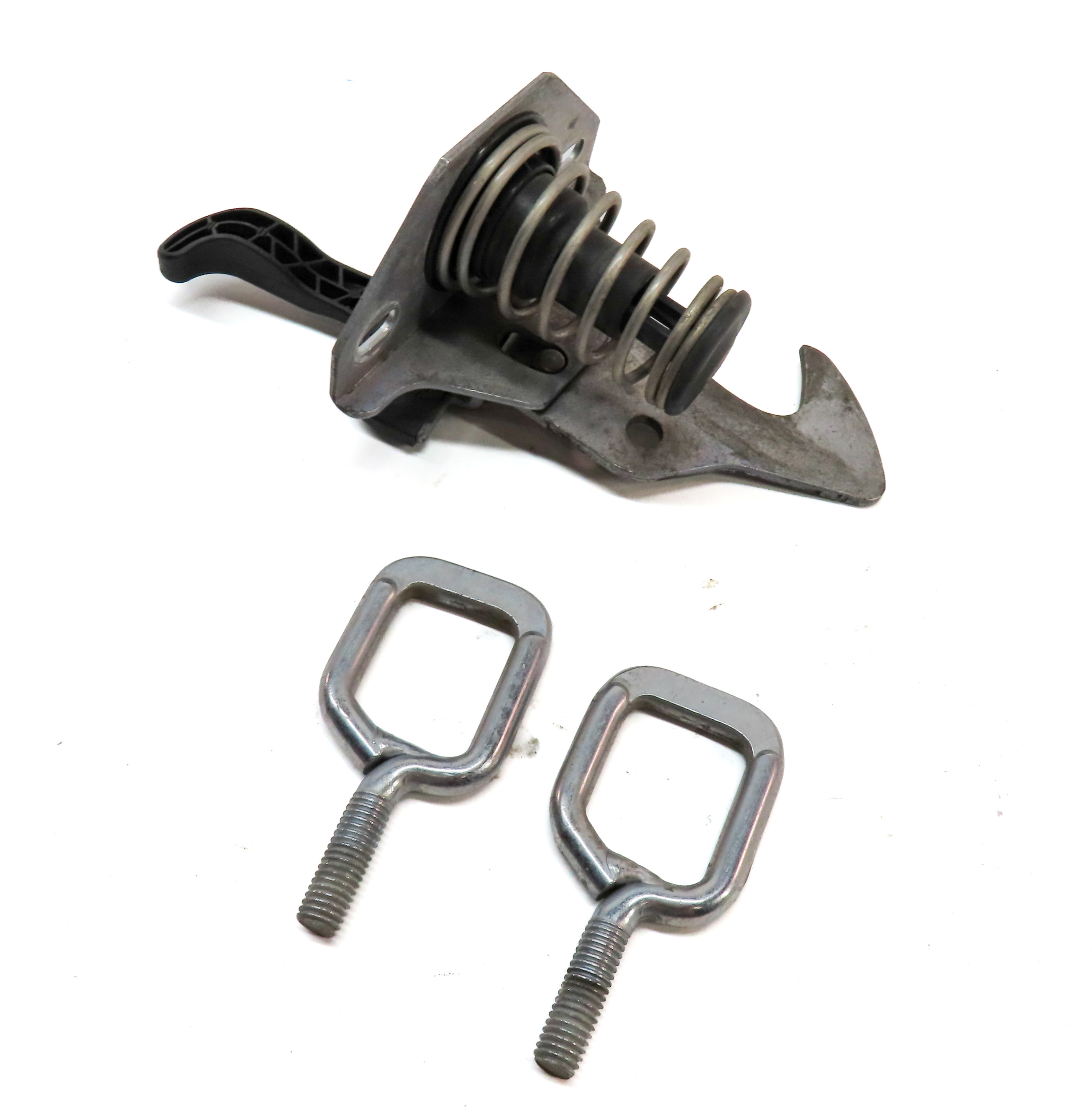 2013 BMW X1 (E84) FRONT HOOD BONNET LID SAFETY CATCH HOOK RELEASE HANDLE SET/3 — exact item pictured